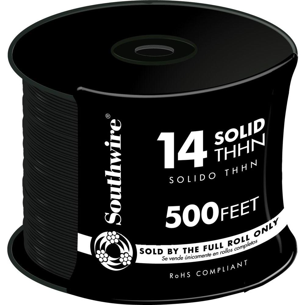 Southwire 500 Ft 14 Gauge Black Solid THHN CU Single Conductor Electrical Wire