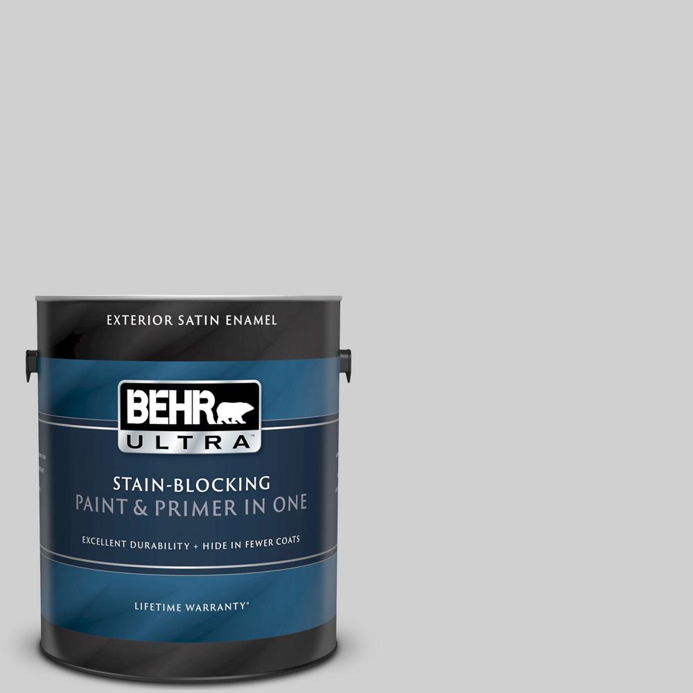 BEHR ULTRA 1 Gal. #N520-1 White Metal Satin Enamel Exterior Paint And ...