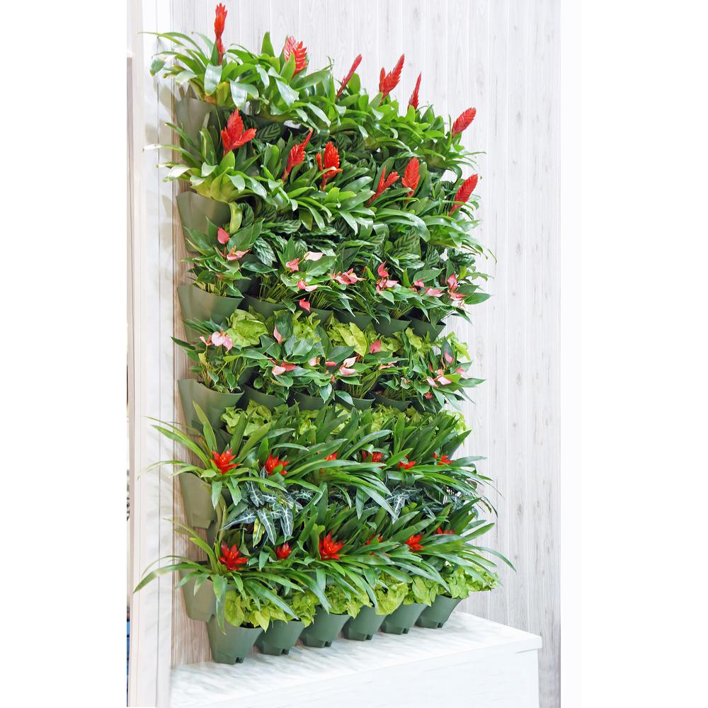 Worth Garden Olive Green Self-Watering 1 Set 3 Pockets Vertical Wall Garden Planters