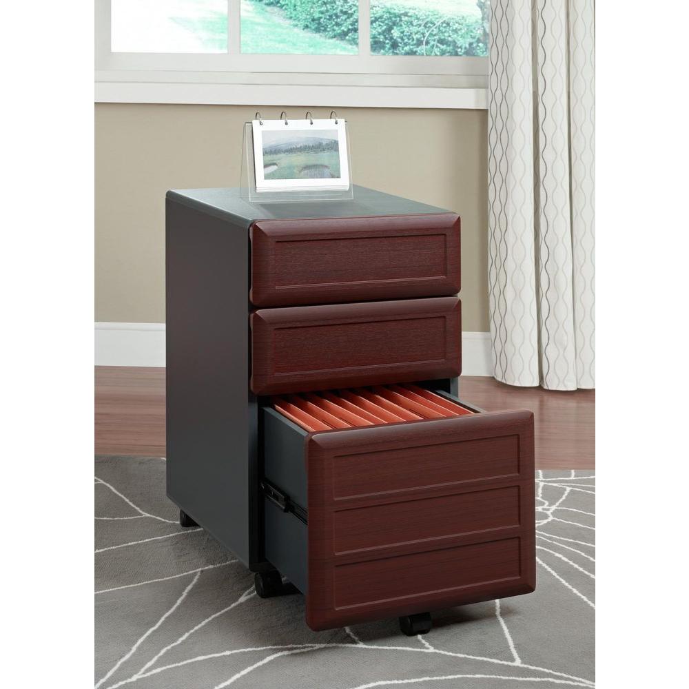 Ameriwood Home Mansfield 3 Drawer Cherry And Gray File Cabinet