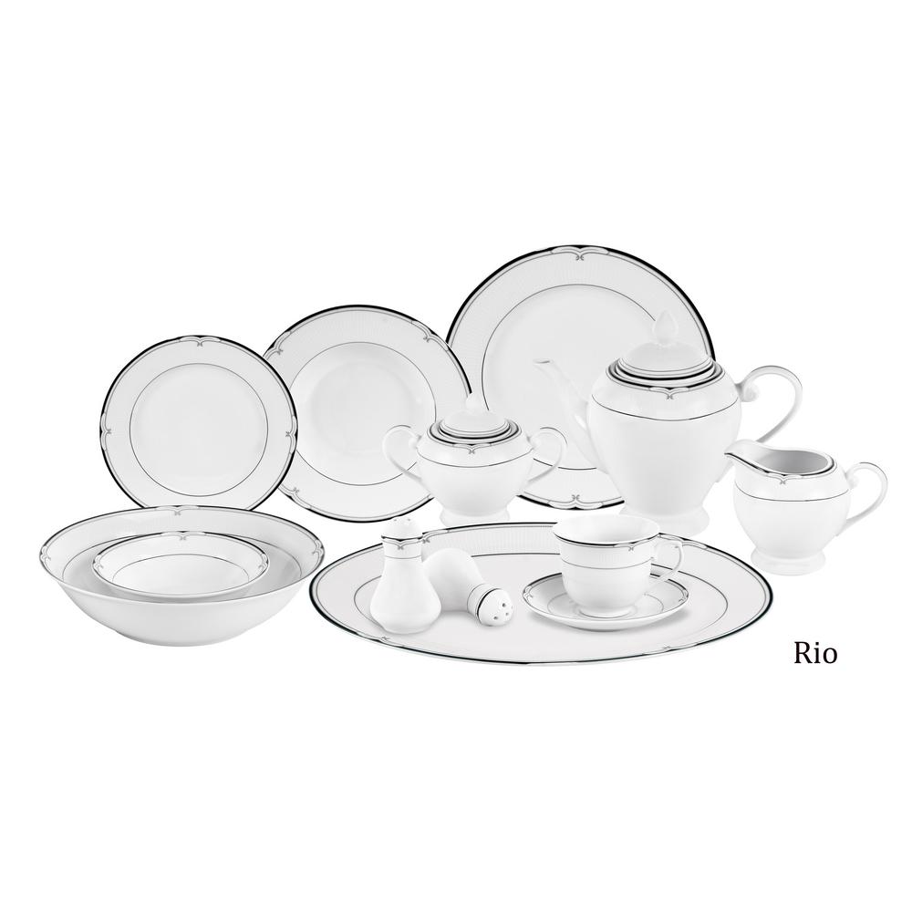 Lorren Home Trends 57Piece Gold Border Dinner SetAmelia57 The Home