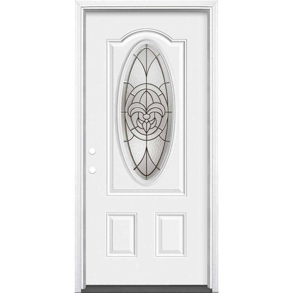 Masonite 36 In X 80 In Fleur De Lis 3 4 Oval Lite Right Hand