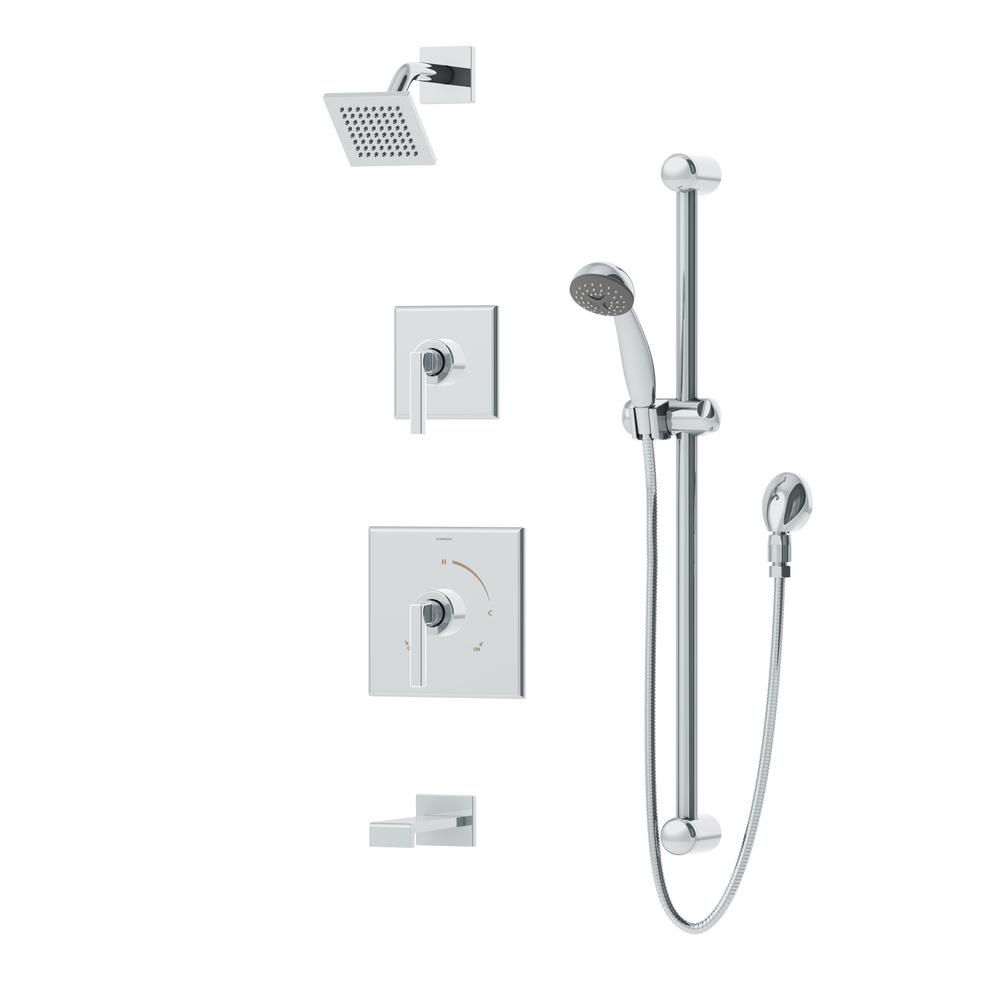 Symmons Duro 2 Handle 1 Spray Tub And Shower Faucet With Handshower Duro 2 Handle 1 Spray Tub And Shower Faucet With Handshower Square Spout Showerhead In Chrome Valve Included