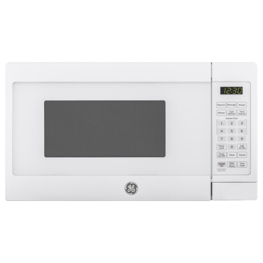 Ge 0 7 Cu Ft Small Countertop Microwave In White Jes1072dmww