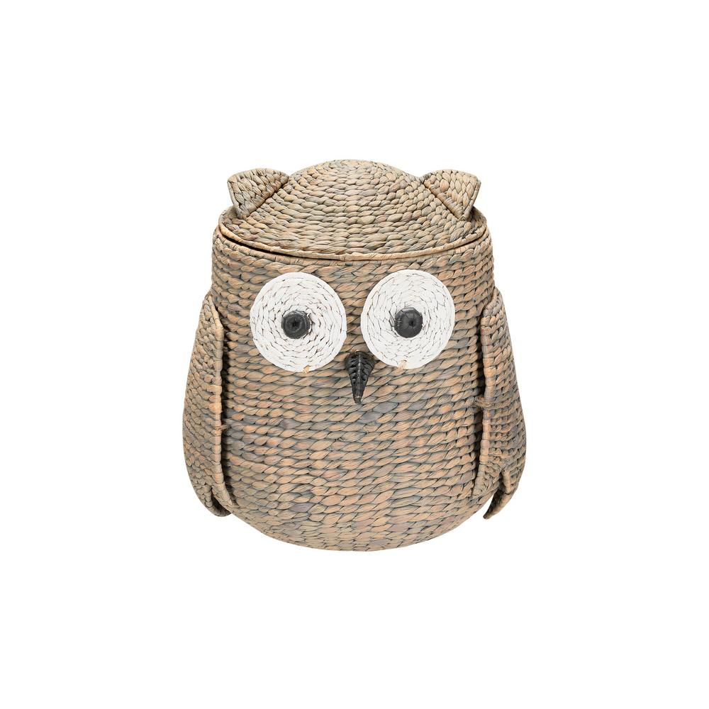 StyleWell Grey and Brown Owl Water Hyacinth Woven Decorative Basket with Lid was $89.0 now $40.83 (54.0% off)