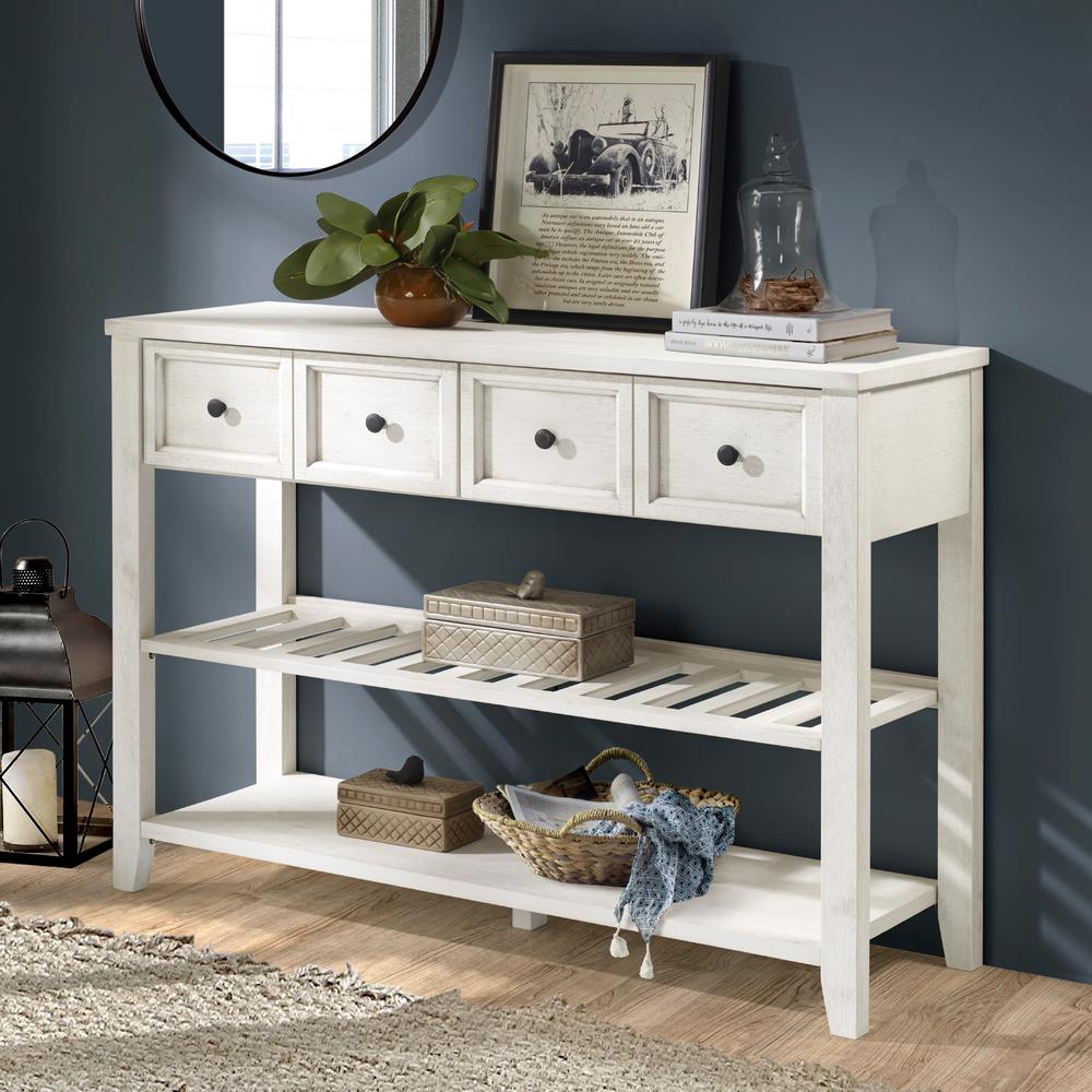 Welwick Designs 48 in. Solid Wood White 2Drawer BuffetHD8393 The