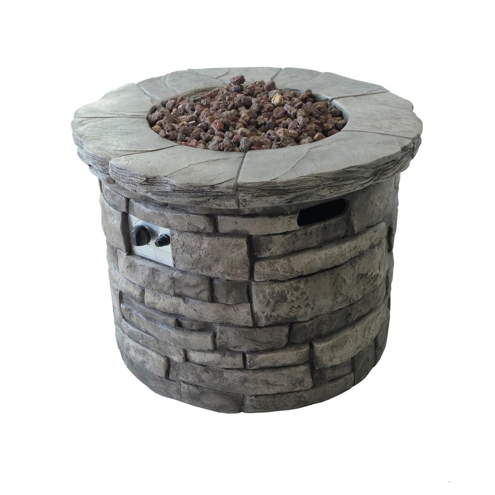 Noble House Xiomara 30 in. x 24 in. Circular MGO Propane Fire Pit in