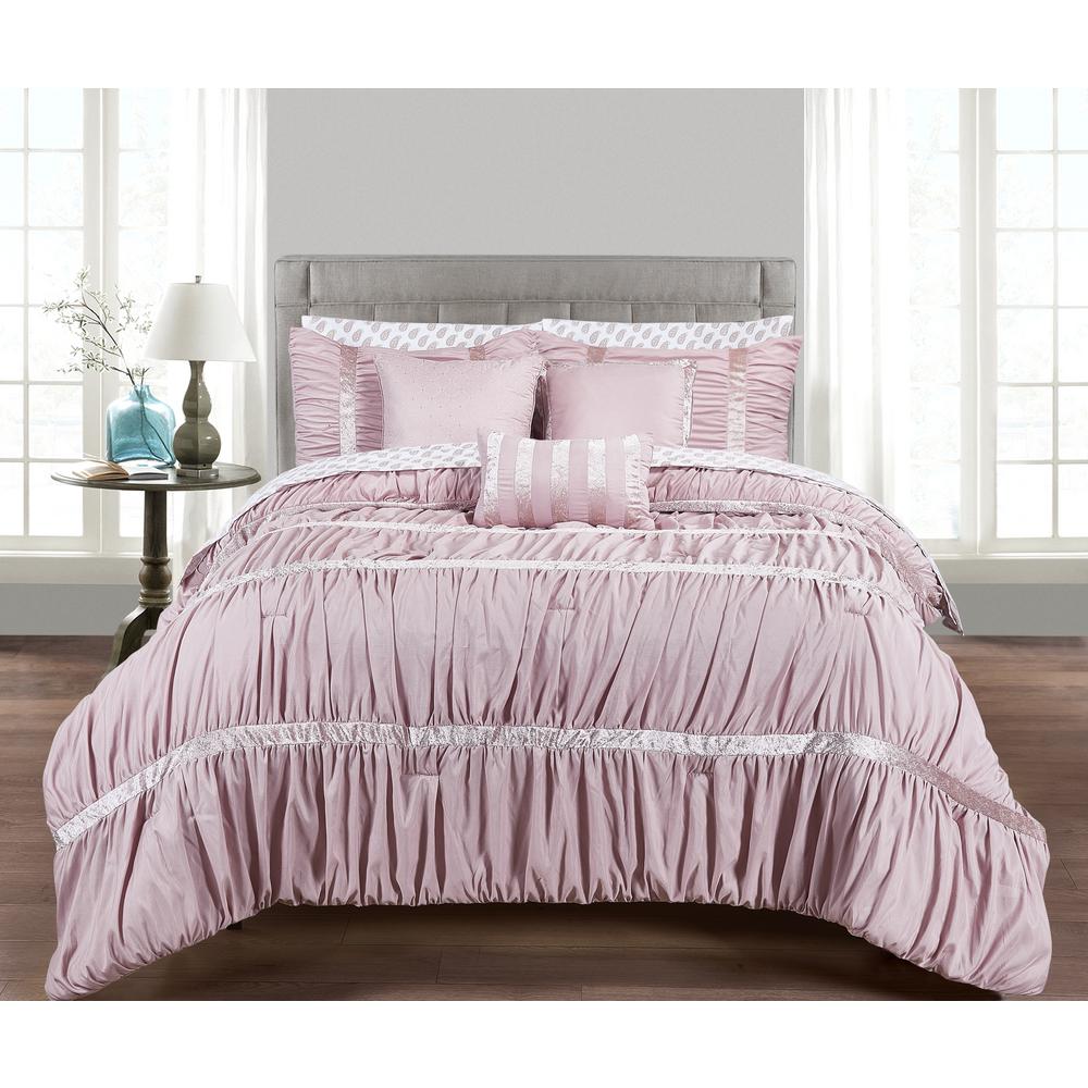 Morgan Home Francis 10 Piece Pink King Comforter Set M592331 The Morgan Home Francis 10 Piece Pink King Comforter Set