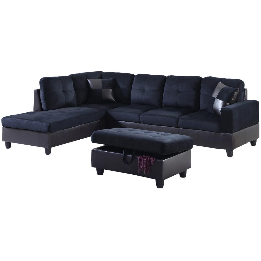 Star Home Living Midnight Blue Microfiber And Faux Leather Left Chaise Sectional With Storage Ottoman Sh112a The Depot - Midnight Blue Sectional Sofa Star Home Living Midnight Blue Microfiber And Faux Leather Left Chaise Sectional With Storage Ottoman Sh112a The Depot - Midnight Blue Sectional Sofa