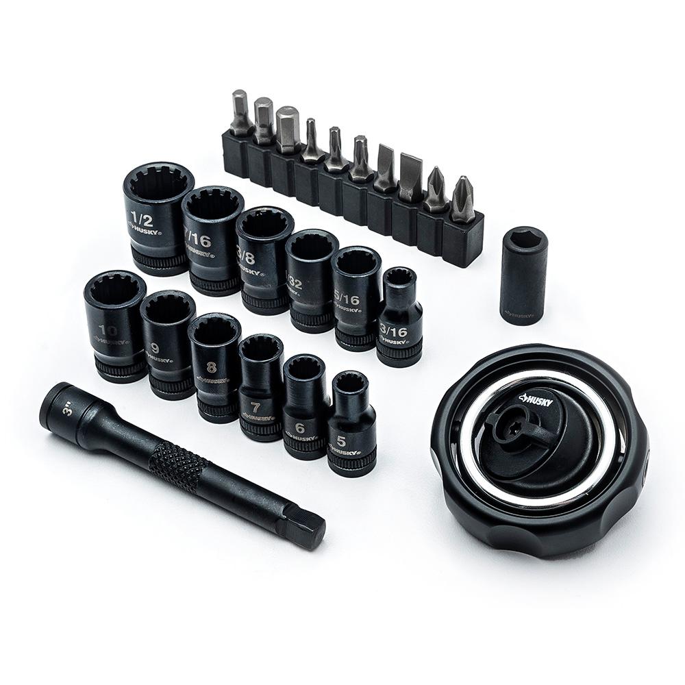 Husky 1/4 in. Drive Gimbal and Universal Socket Set (25Piece