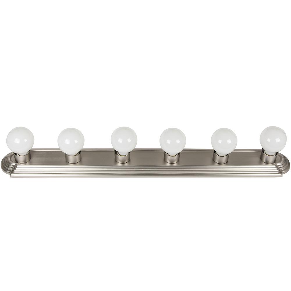 Sunlite 36 In 6 Light Brushed Nickel Bath Vanity Light Bar Wall Fixture Hd02317 1 The Home Depot