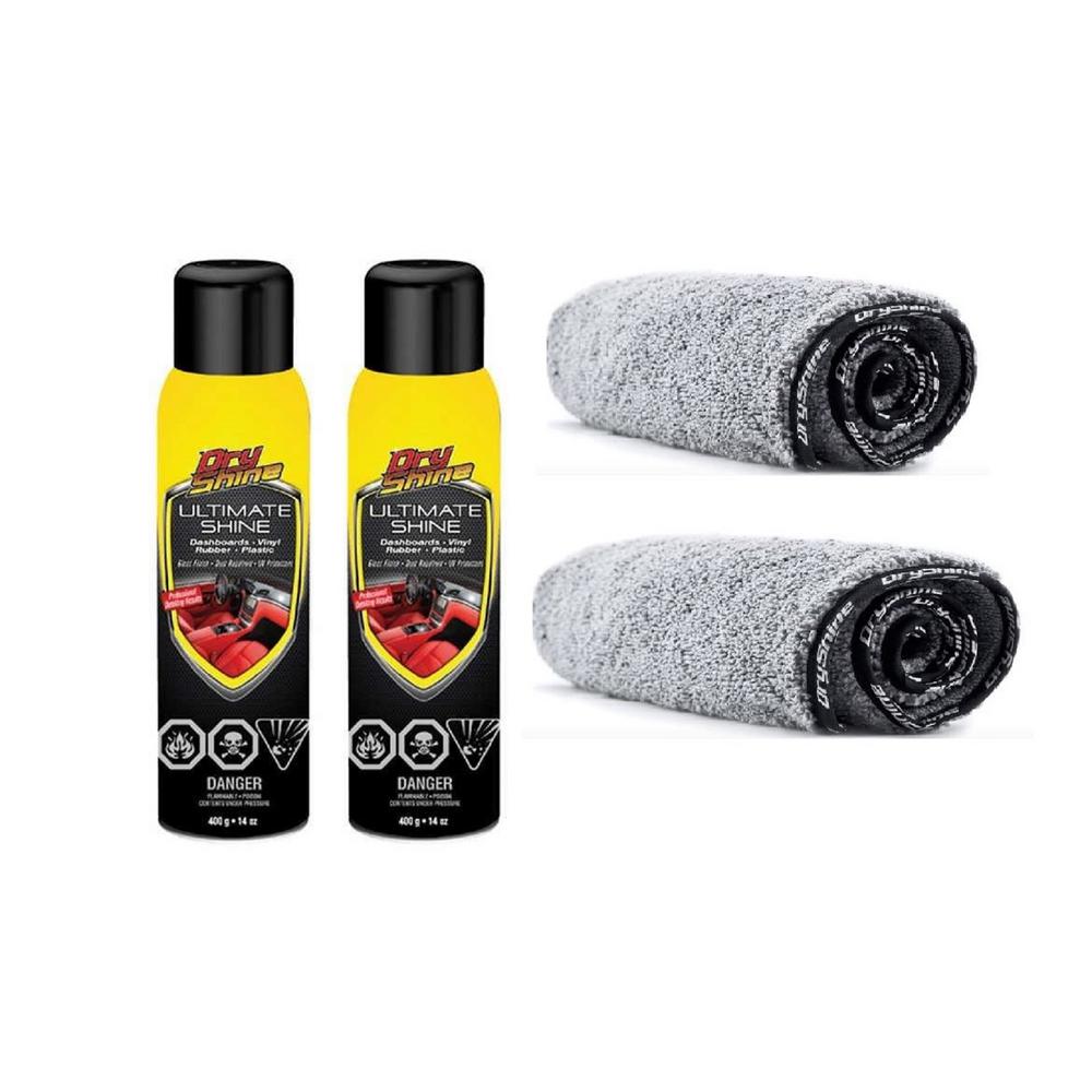 Dry Shine Ultimate Shine 14 oz. Car Interior Cleaner and Protectant plus 2 in 1 Microfiber
