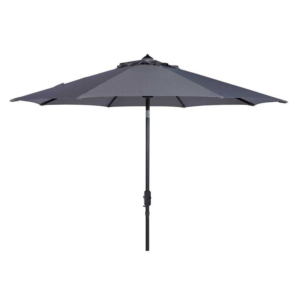 Safavieh Ortega 9 Ft Aluminum Market Auto Tilt Patio Umbrella In Grey Pat8001e The Home Depot