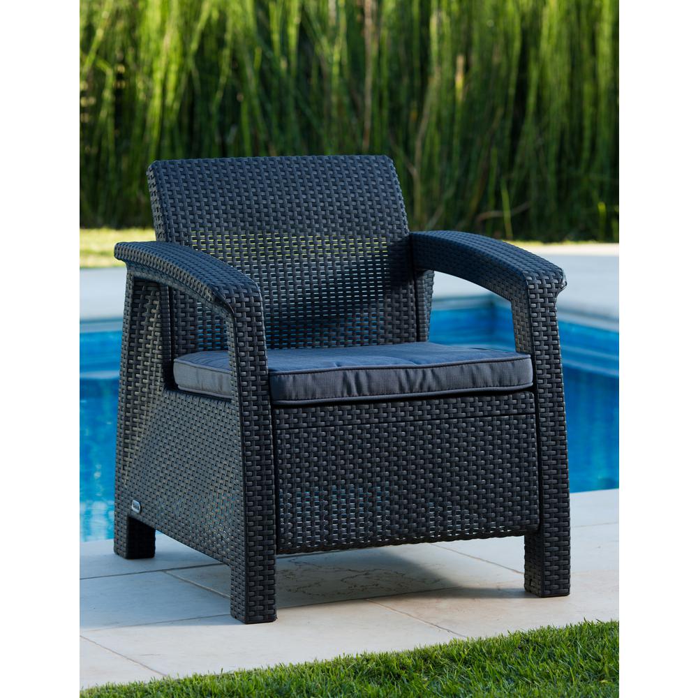 Keter Corfu Charcoal All Weather Resin Patio Armchair With Cushion 205068 The Home Depot - Keter Corfu Armchair All Weather Outdoor Patio Garden Furniture Keter Corfu Charcoal All Weather Resin Patio Armchair With Cushion 205068 The Home Depot - Keter Corfu Armchair All Weather Outdoor Patio Garden Furniture