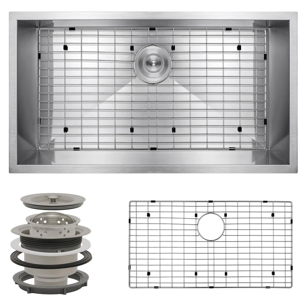 AKDY Handmade Undermount Stainless Steel 30 in. x 18 in. Single Bowl Kitchen Sink with Bottom Grid, Silver was $259.99 now $179.99 (31.0% off)