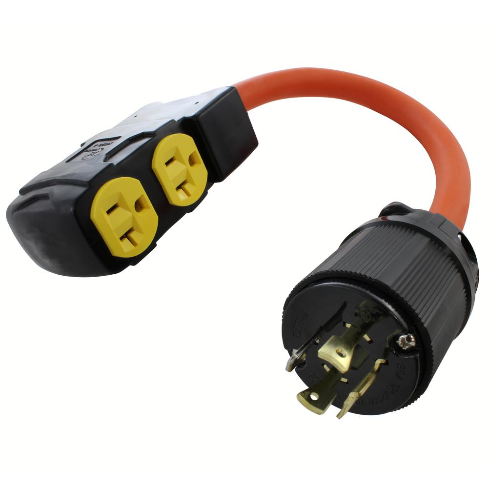 AC WORKS 1.5 Ft. 10/3 STW Flexible Cord With L14-20P 20 Amp 4-Prong ...