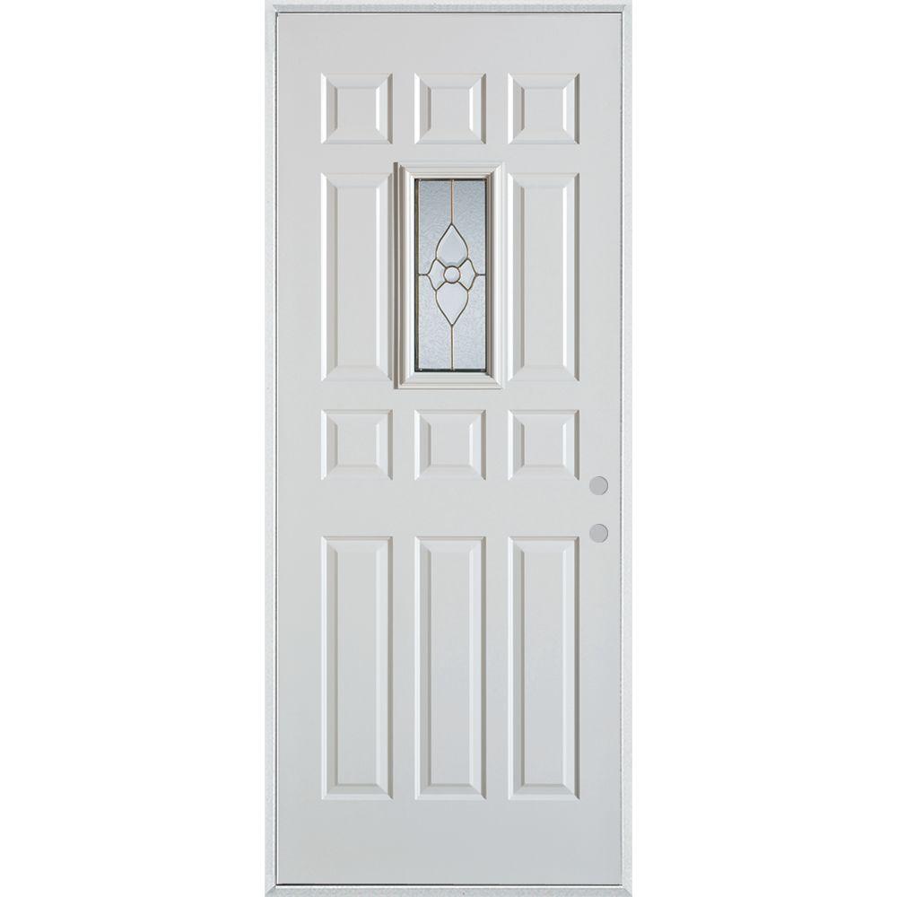 Stanley Doors 32 in. x 80 in. Traditional Brass Rectangular Lite 12