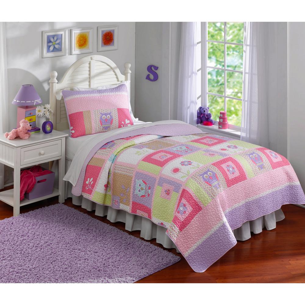 My World Happy 3 Piece Pink Owls Queen Quilt Set Qs8265fq 2300