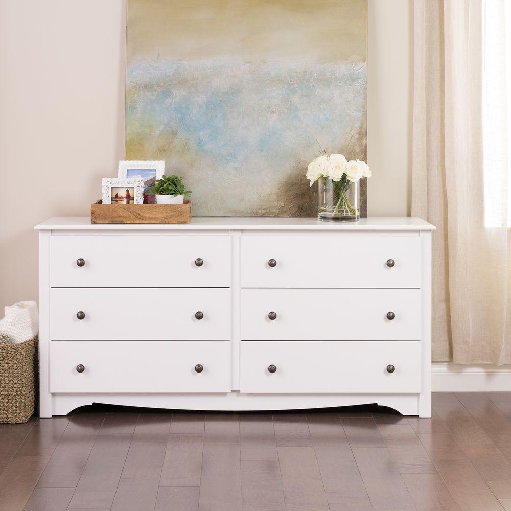 Prepac Monterey 6 Drawer White Dresser Wdc 6330 K The Home Depot Prepac Monterey 6 Drawer White Dresser