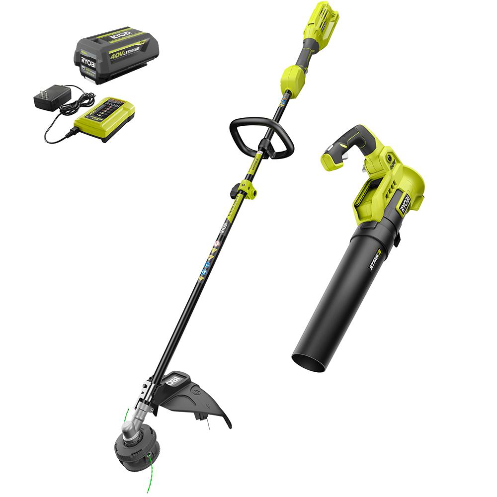 RYOBI 40 Volt Cordless String Trimmer and Blower Combo Kit 2