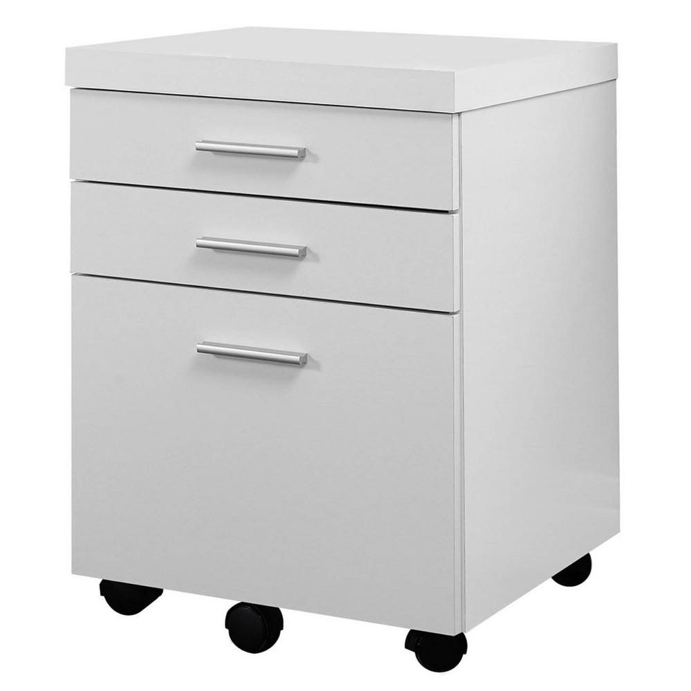 Monarch Specialties 3 Drawer Rolling Portable Filing Cabinet White Vm 7048 The Home Depot