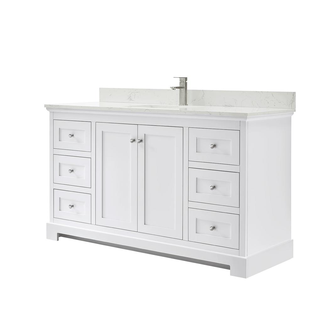 Wyndham Collection Ryla 60 In W X 22 In D Single Bath Vanity In White With Cultured Marble Vanity Top In Carrara With White Basin Wca404060swhccunsmxx The Home Depot
