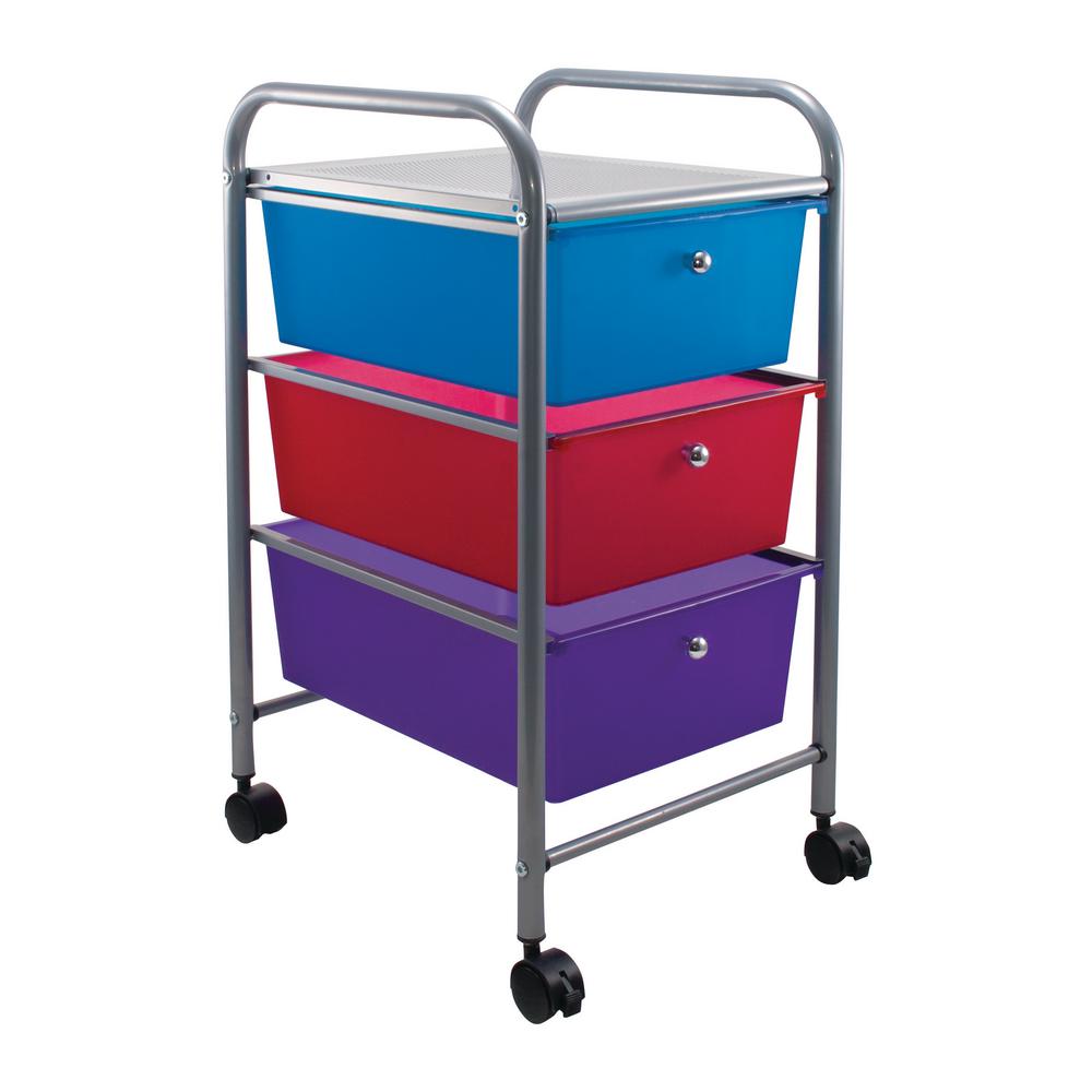 Advantus 3 Drawer Metal File Organizer Cart In Multi Colors 34081