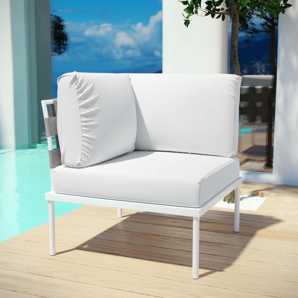 Modway Harmony Patio Aluminum Corner Outdoor Sectional Chair In White With White Cushions Eei 2601 Whi Whi The Home Depot