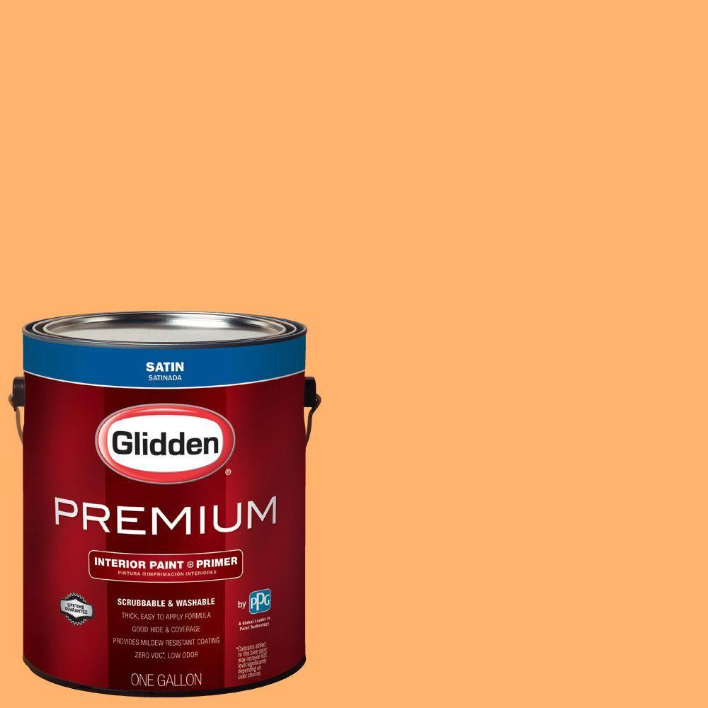 Glidden Premium 1 Gal Hdgo41 Juicy Cantaloupe Satin Interior Paint Hdgo41 Juicy Cantaloupe Satin Interior Paint With Primer