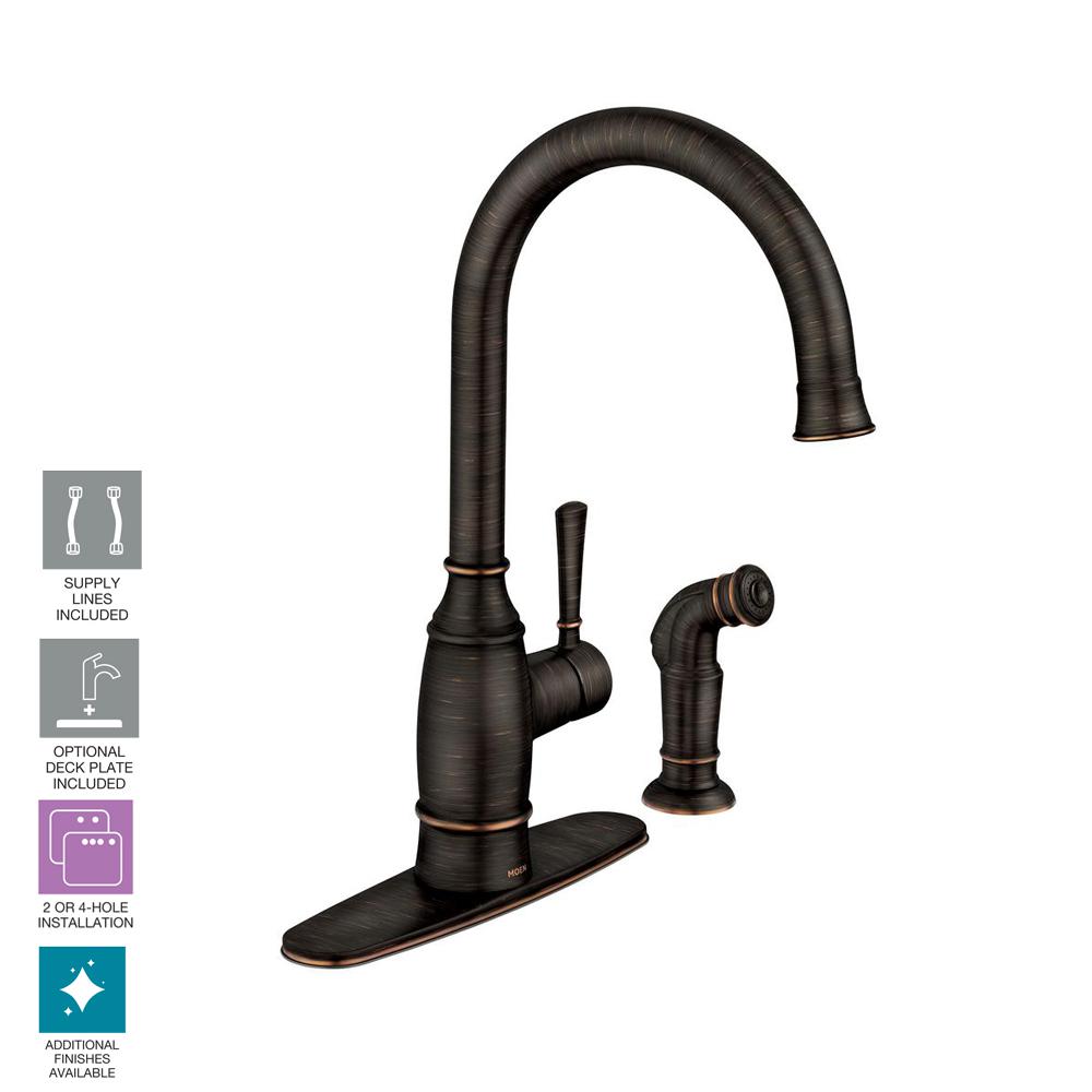 Moen Noell Single Handle Standard Kitchen Faucet With Side Sprayer