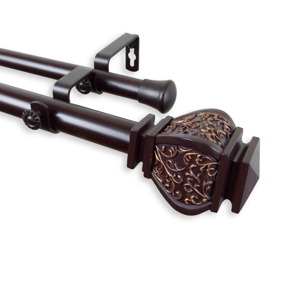 Rod Desyne 66 In 120 Telescoping 1 Double Curtain Kit Double Curtain Rod Kit In Gany With Margot Finial