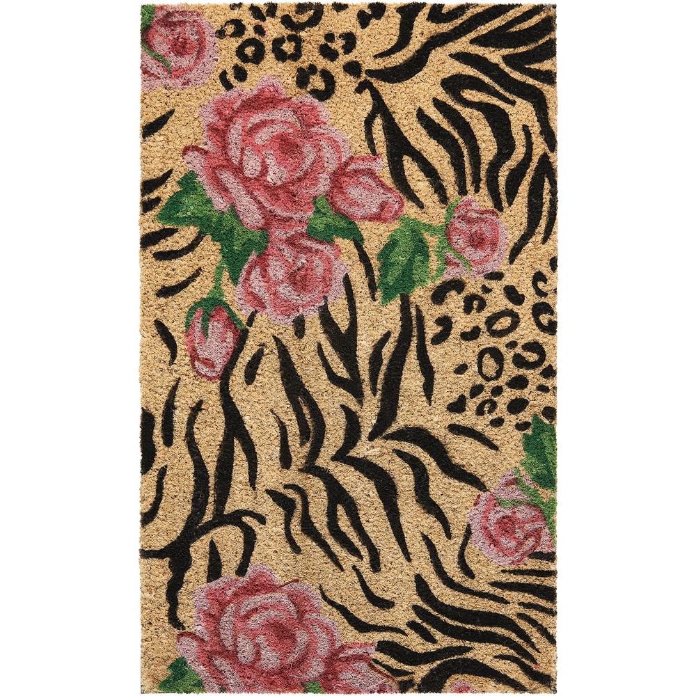 Mina Victory Animal Print Roses Beige Black 2 Ft X 3 Area Rug Mina Victory Animal Print Roses Beige Black 2 Ft X 3 Area