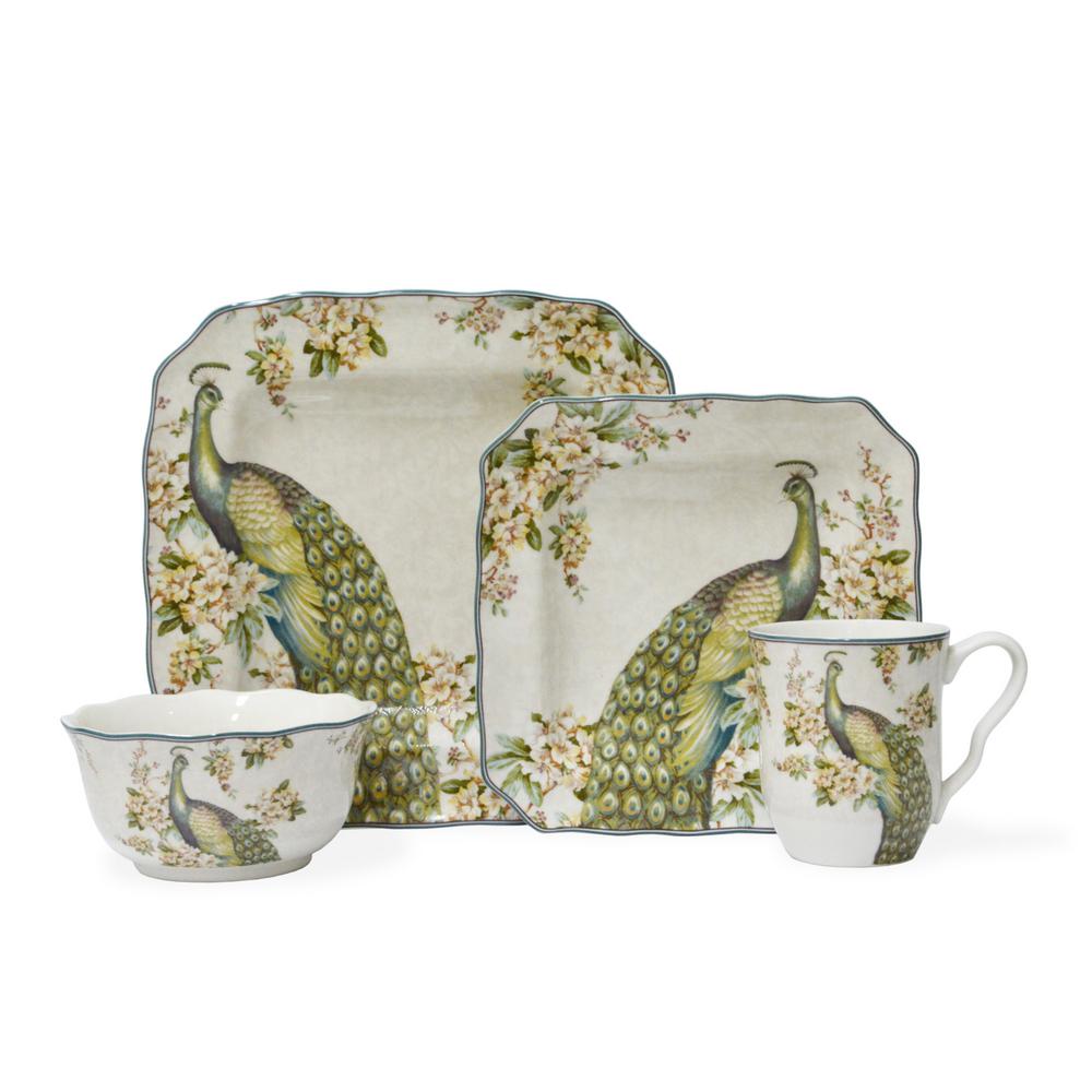 UPC 727870128824 product image for 222 Fifth Empress Garden 16-Piece Casual Beige & Green Porcelain Dinnerware Set  | upcitemdb.com