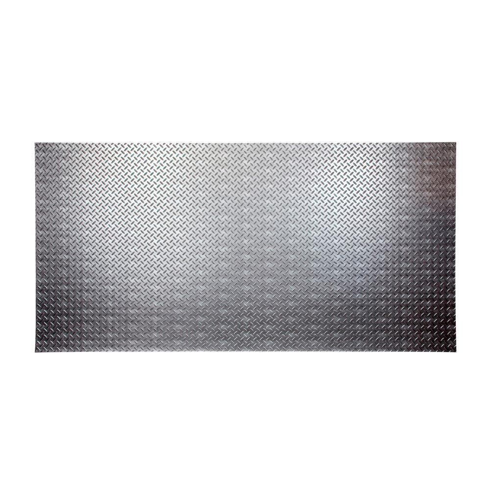 Fasade Diamond Plate 96 in. x 48 in. Crosshatch Silver Vinyl Decorative Wall PanelS6621 The