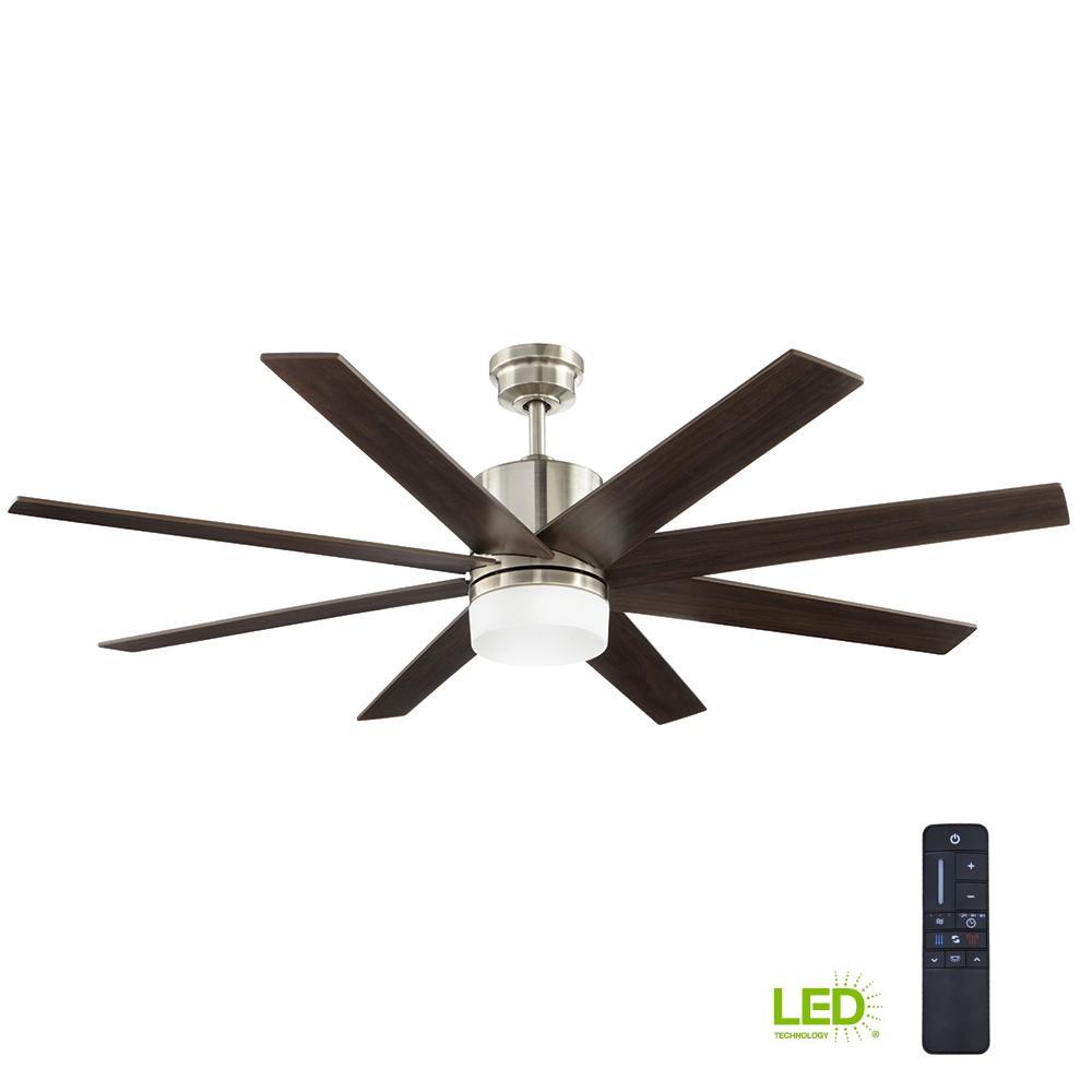 Hampton Bay Costa Mesa 56 In Led Mediterranean Bronze Ceiling Fan Indoor Zolman Pike Integrated Led Dc Brushed Nickel Ceiling