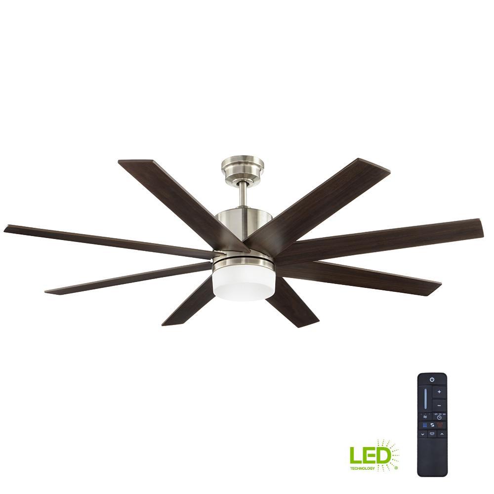 8 Blades Integrated Nickel Ceiling Fans Lighting