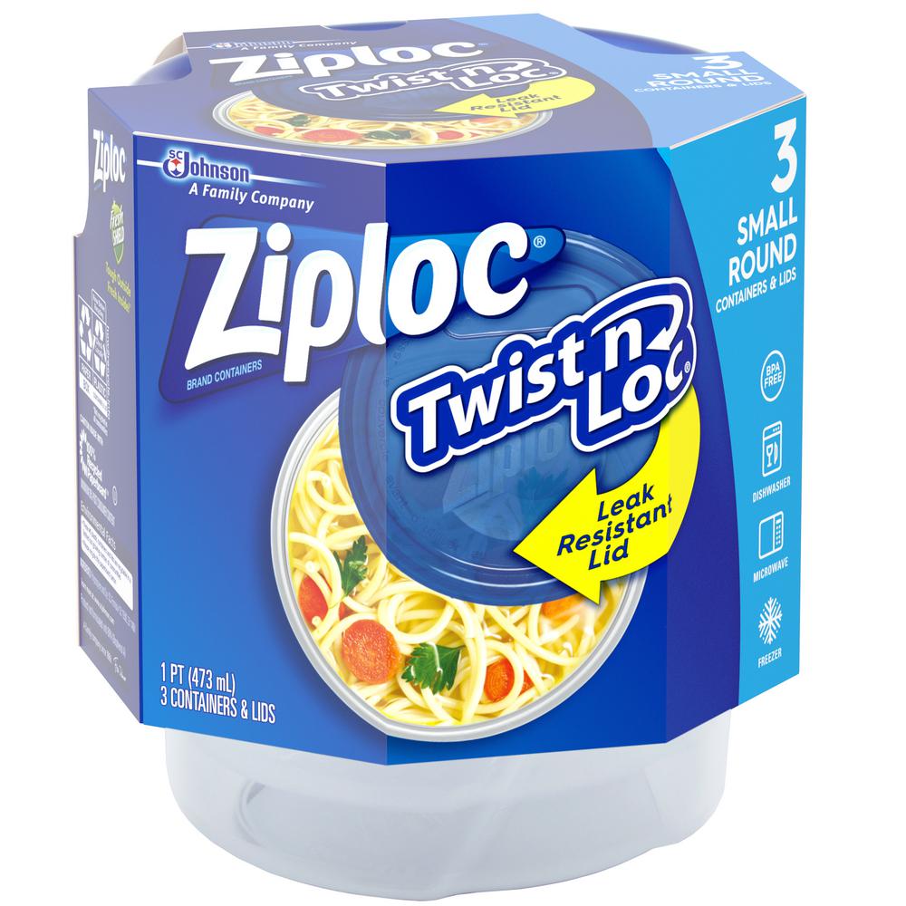 Ziploc 16 Oz Twist N Loc Round Plastic Storage Container Small Lids Internet 204236345