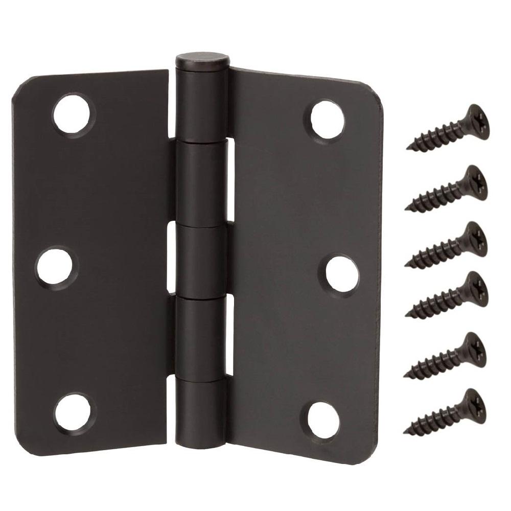 Everbilt 3 1 2 In And 1 4 In Radius Matte Black Smooth Action Hinge 3 Pack 20736 The Home Depot