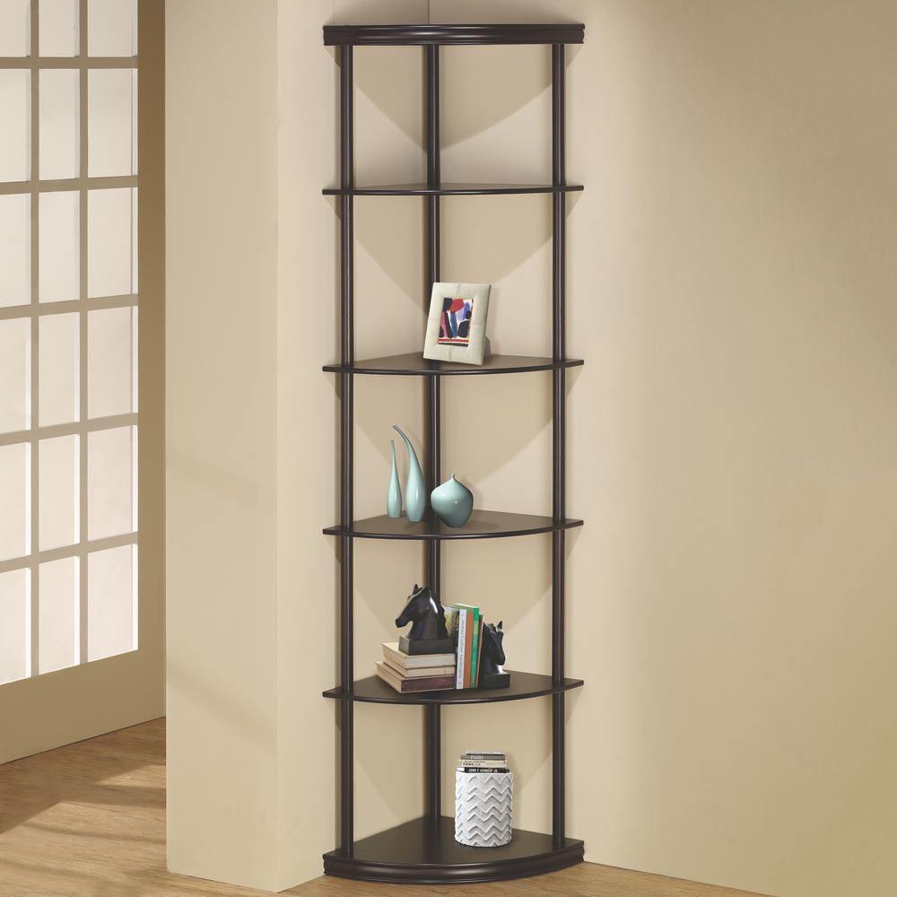 OSP Home Furnishings Corner 5Shelf Ladder Bookcase in Espresso ES22