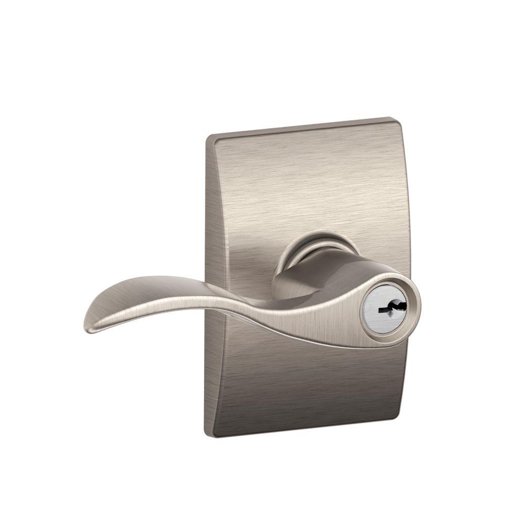 Schlage Accent Satin Nickel Entry Door Lever with Century TrimF51A ACC 619 CEN The Home Depot