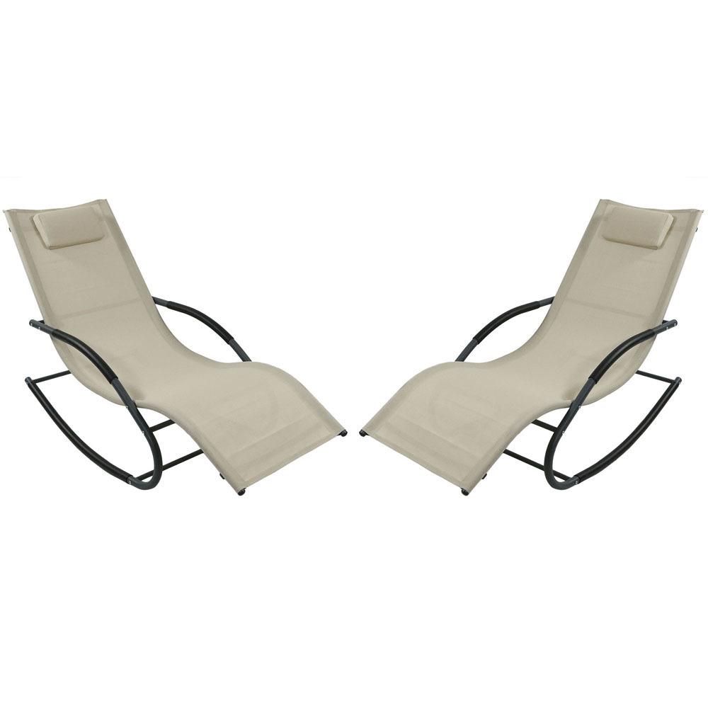 Sunnydaze Decor Beige Rocking Wave Sling Outdoor Lounge ...