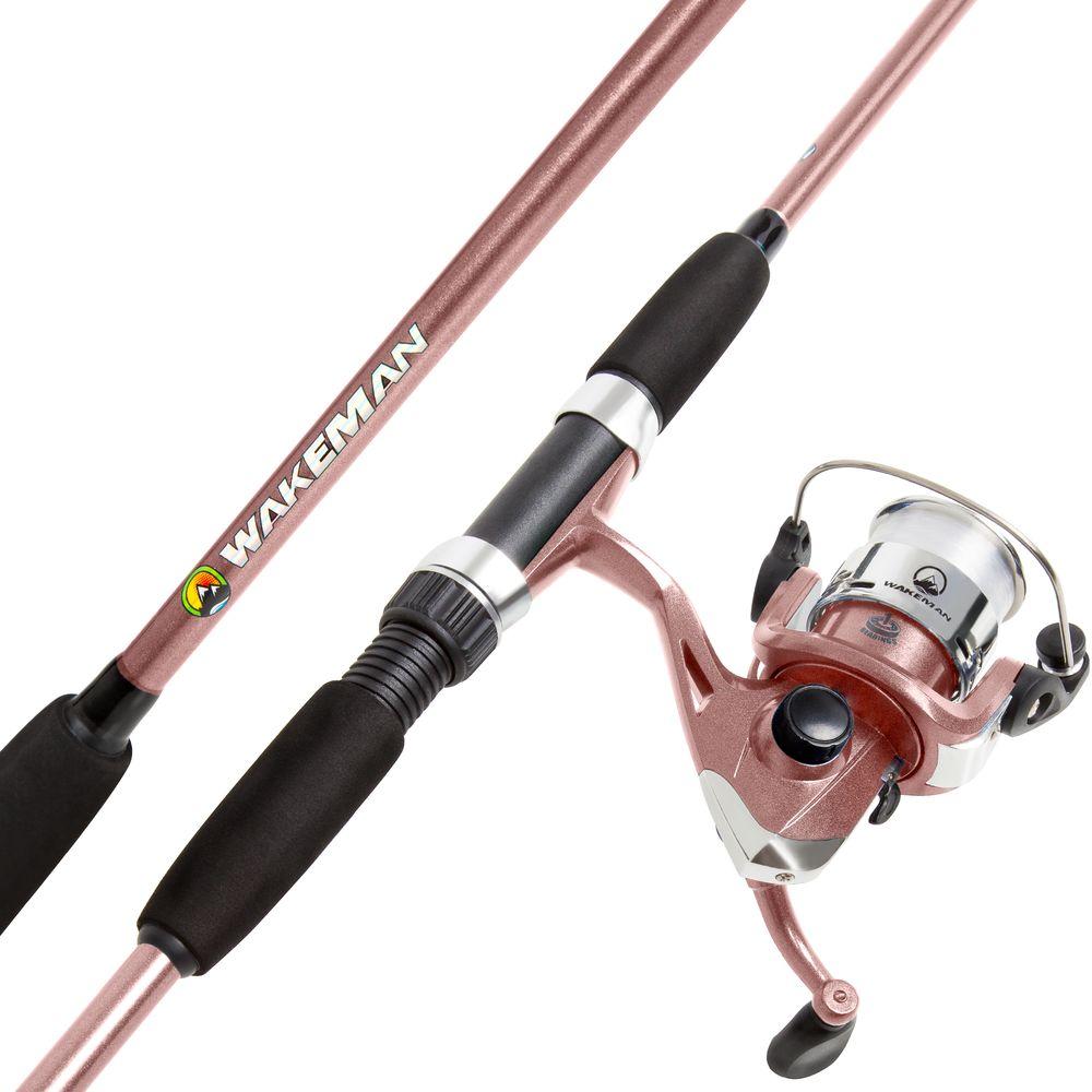 pink fishing rod and reel