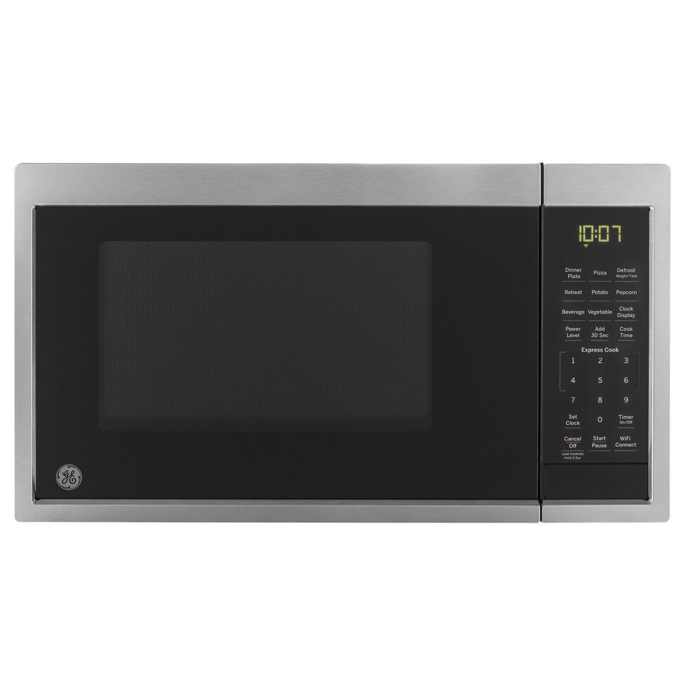 Ge 0 9 Cu Ft Smart Countertop Microwave With Wi Fi In Stainless This Microwave