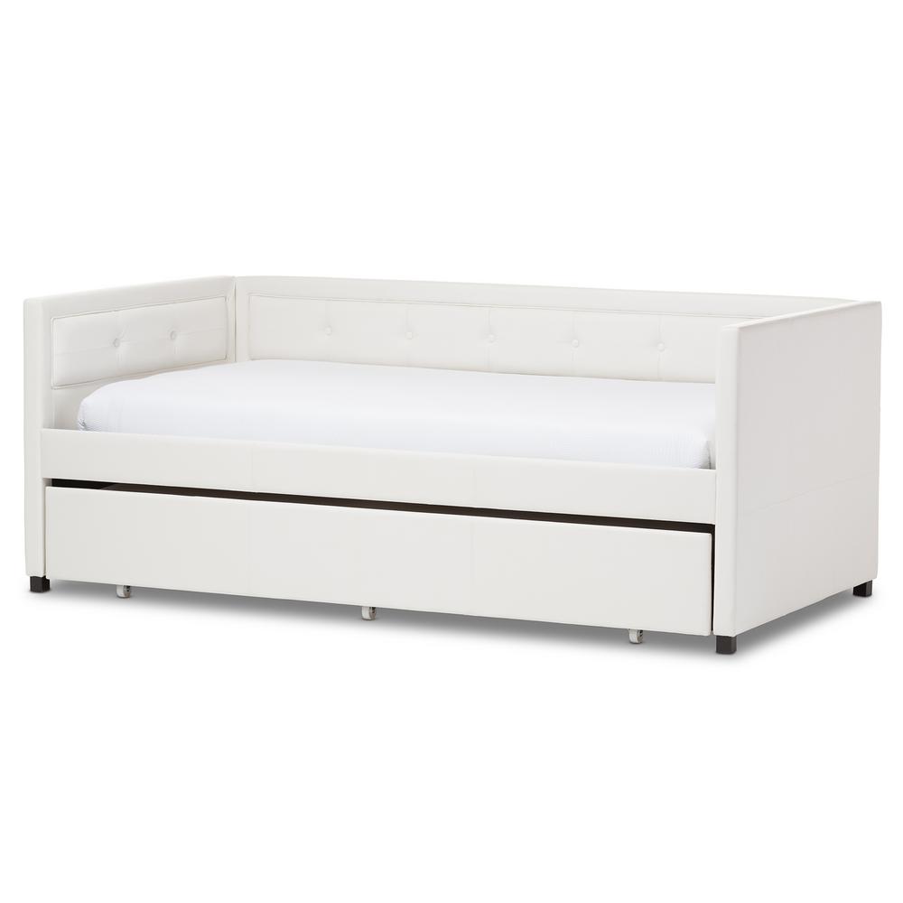 Baxton Studio Frank Contemporary White Faux Leather Upholstered Twin