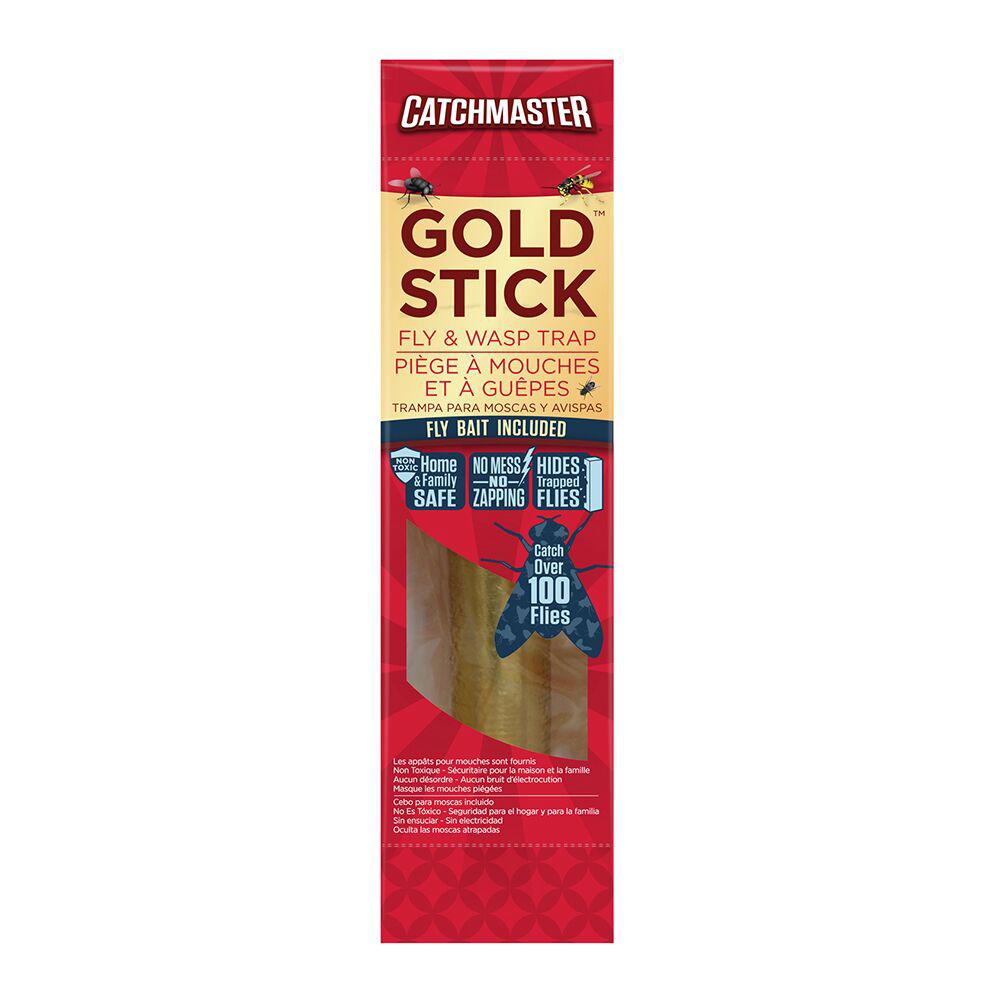 Catchmaster Mini Gold Stick Fly Trap with Multi-Bait Attractant (4-Pack) by Catchmaster