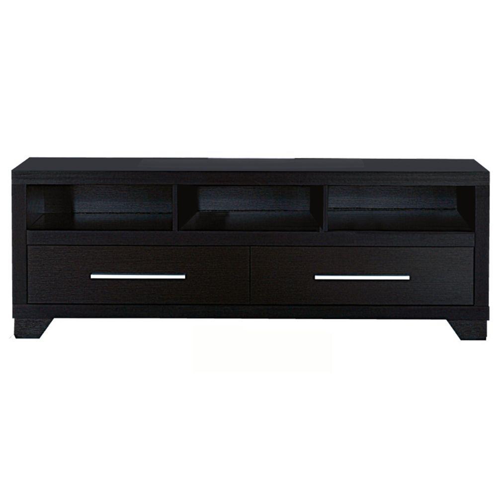 Benjara 60 in. Black Wood TV Stand with 2 Drawer Fits TVs Up to 55 in