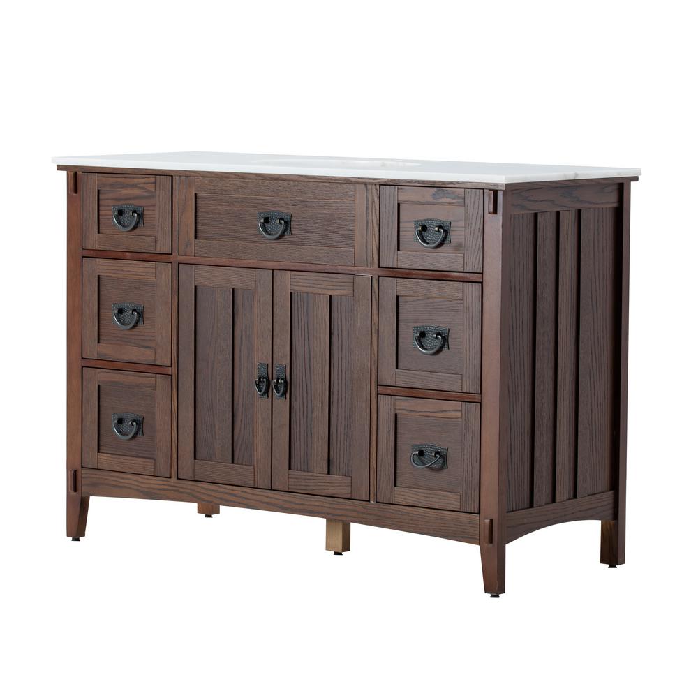 Home Decorators Collection 48 In W Vanity Dark Oak With Top Natural White Sink Home Decorators Collection 48 In W Vanity Dark Oak With Top Natural White Sink