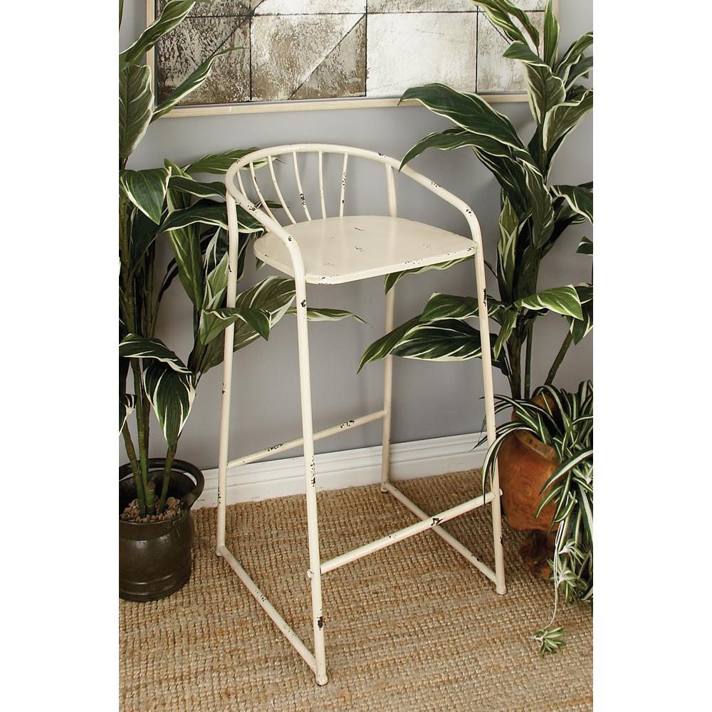 33 In White Metal Bar Stool With Back And Arm Chair Support 42511 Internet 302435894 33 In White Metal Bar Stool With Back