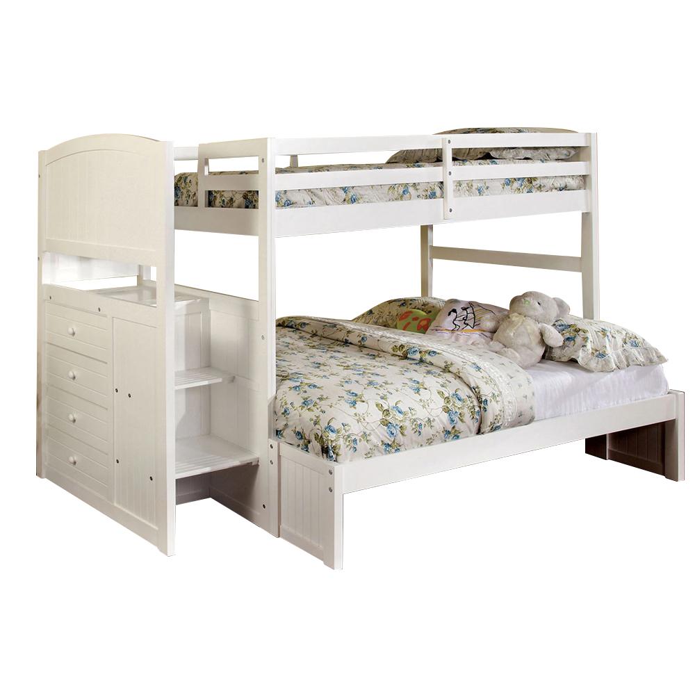 William's Home Furnishing Appenzell in White Twin Over Full Size Bunk