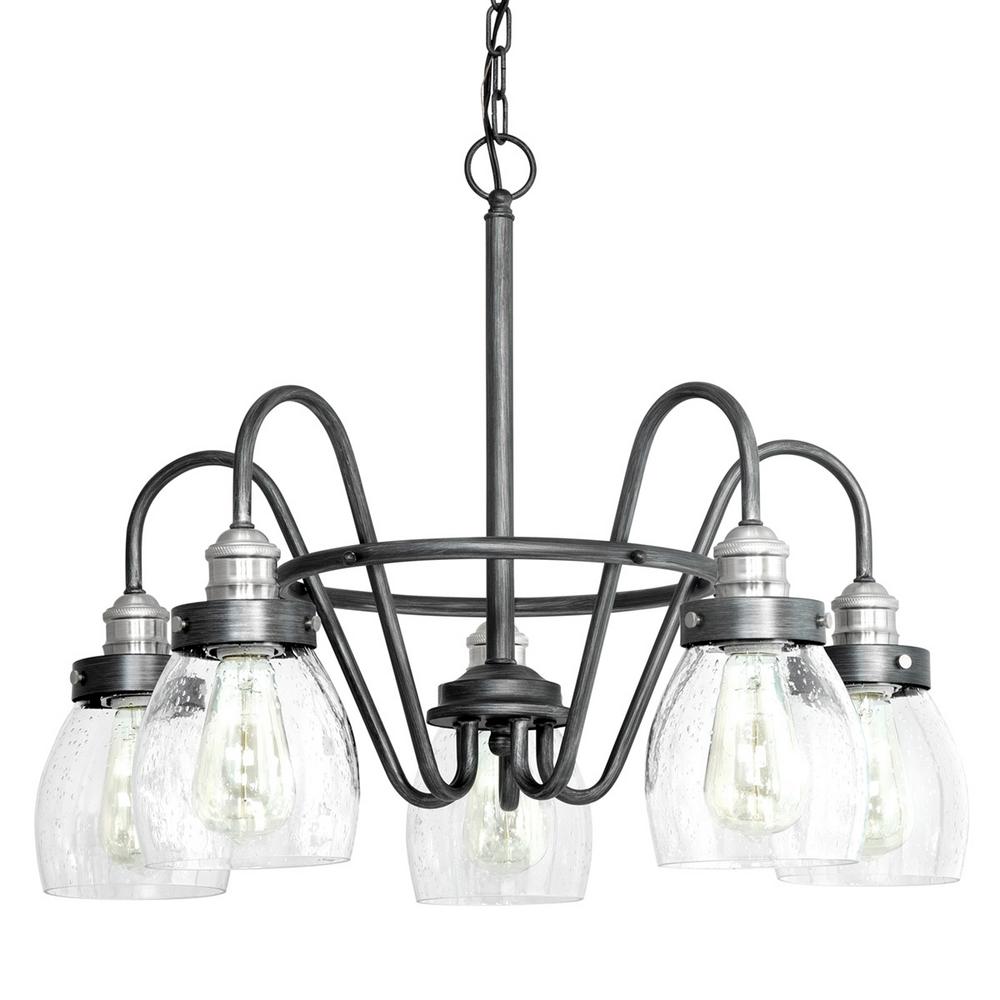 Progress Lighting Crofton 5 Light Rustic Pewter Chandelier With Light Rustic Pewter Chandelier
